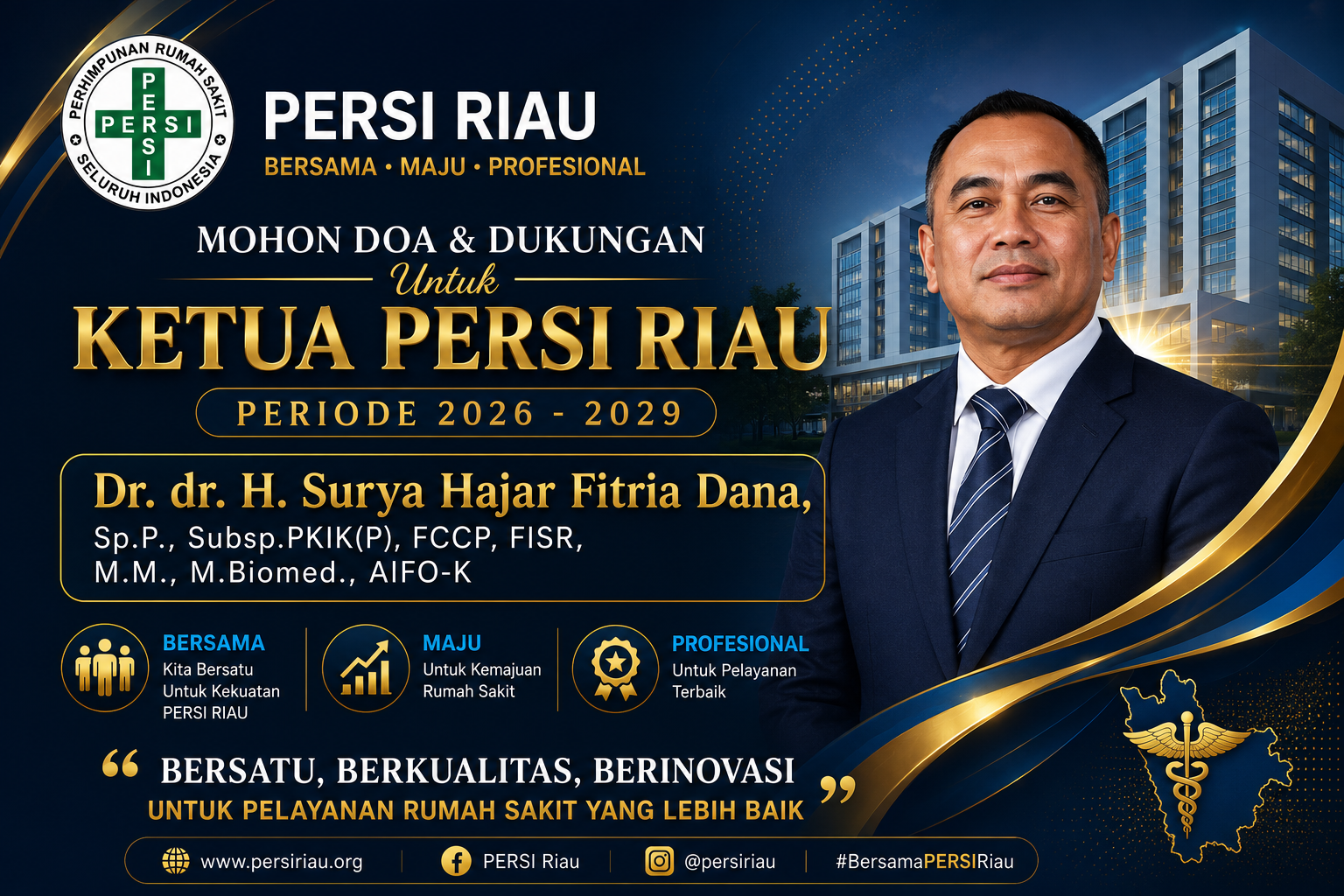 Dr. Surya Hajar Resmi Deklarasi Calon Ketua PERSI Riau 2026–2030, Didukung Mayoritas Direktur RS