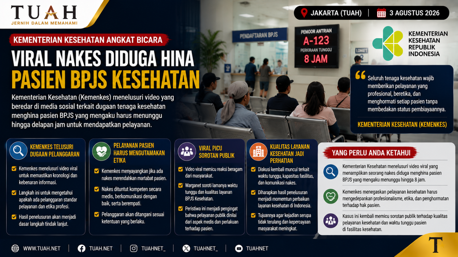 Kemenkes Buka Suara soal Viral Nakes Diduga Hina Pasien BPJS yang Menunggu 8 Jam